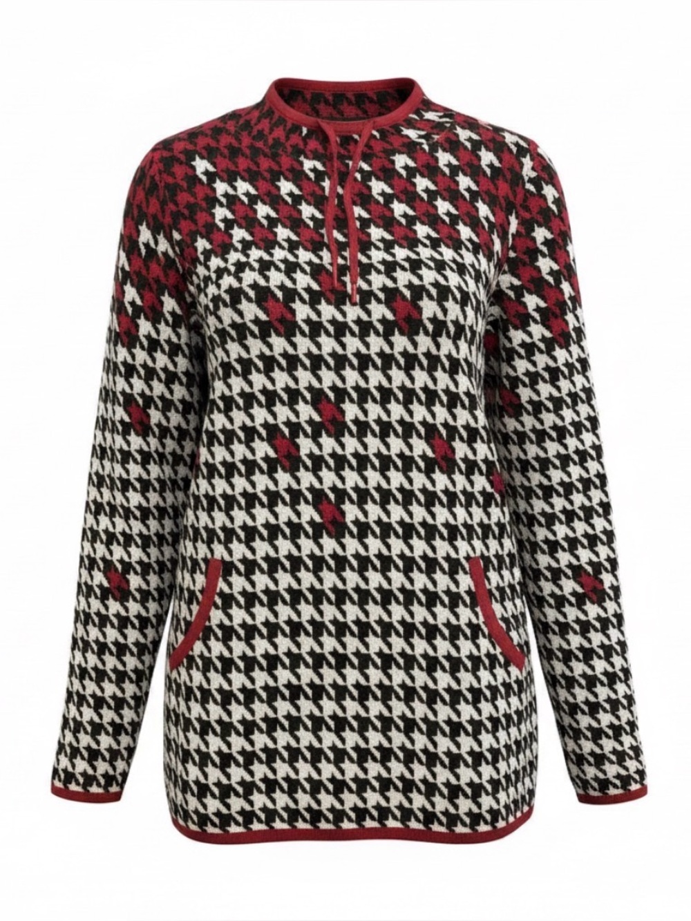 Olsen High Neck Sweater in Black, Red, and White NWOT